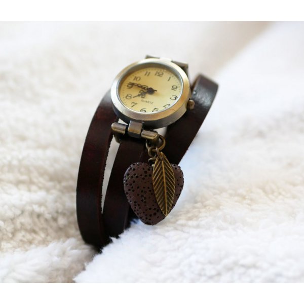 Watch with Lava Stone diffuser leather strap