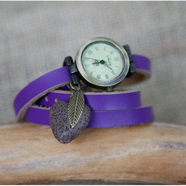 Watch with Lava Stone diffuser leather strap