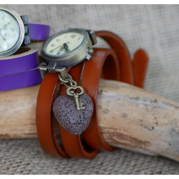 Watch with Lava Stone diffuser leather strap
