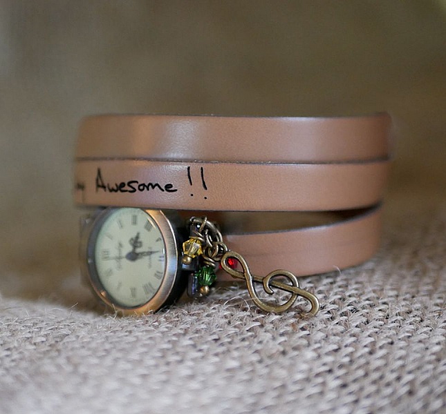 Rasta Reggaeb style watch with leather strap 2 or 3 turns adjustable clasp