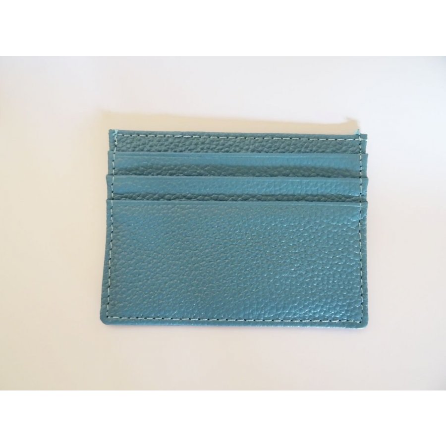 Sky blue leather card holder