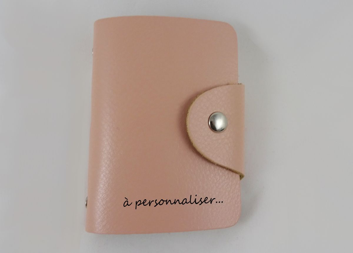 Peach leather card holder