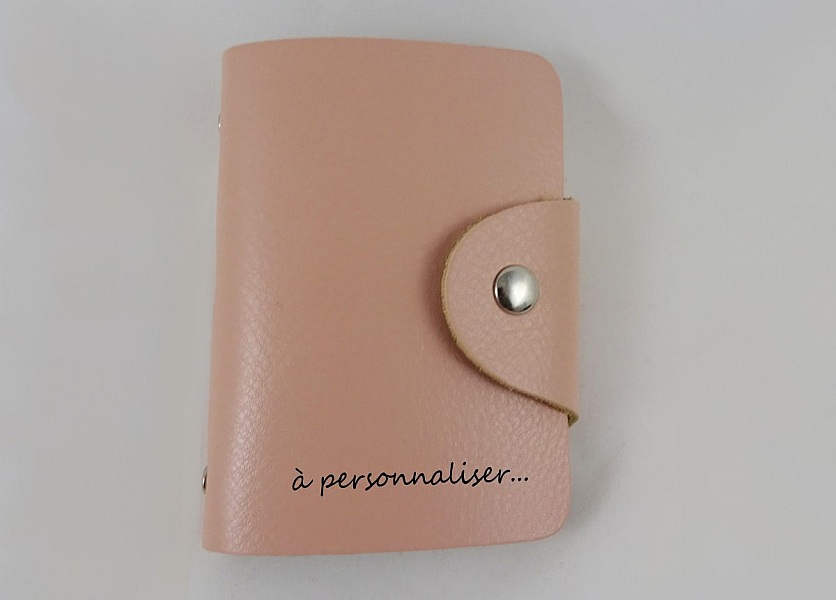 Peach leather card holder