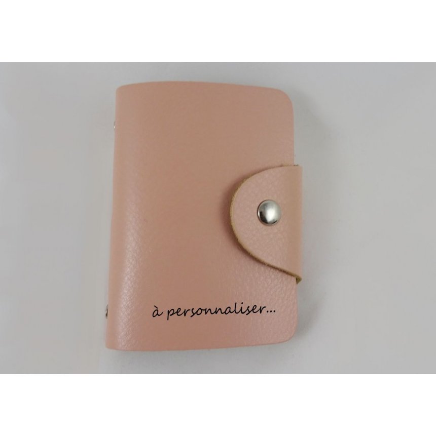 Peach leather card holder