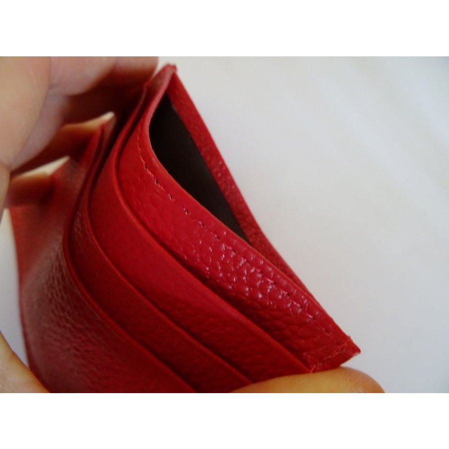 Fuchsia leather card holder