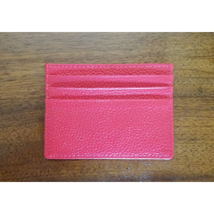 Fuchsia leather card holder