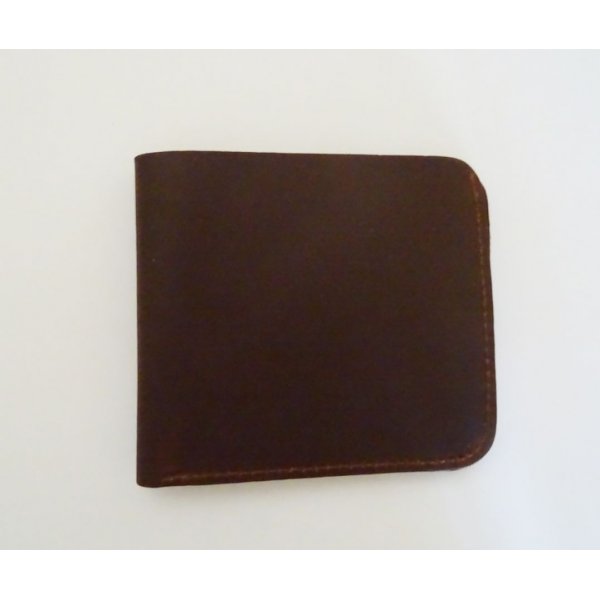 Thick brown leather card holder engraved