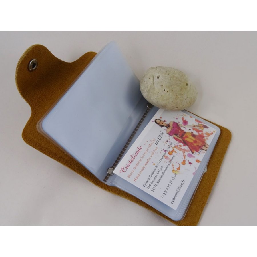 Peach leather card holder