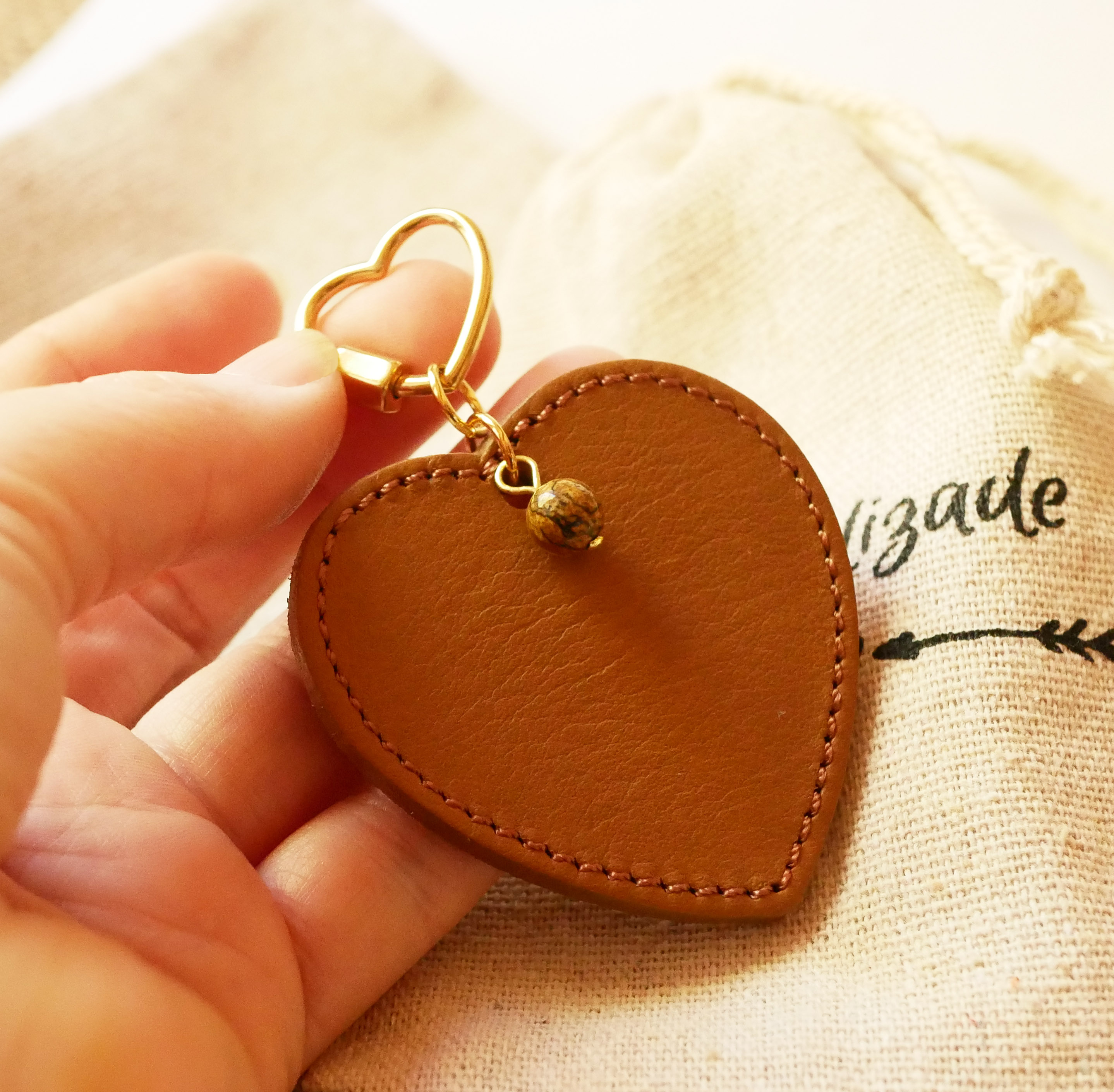 Valentine's Day leather heart key ring