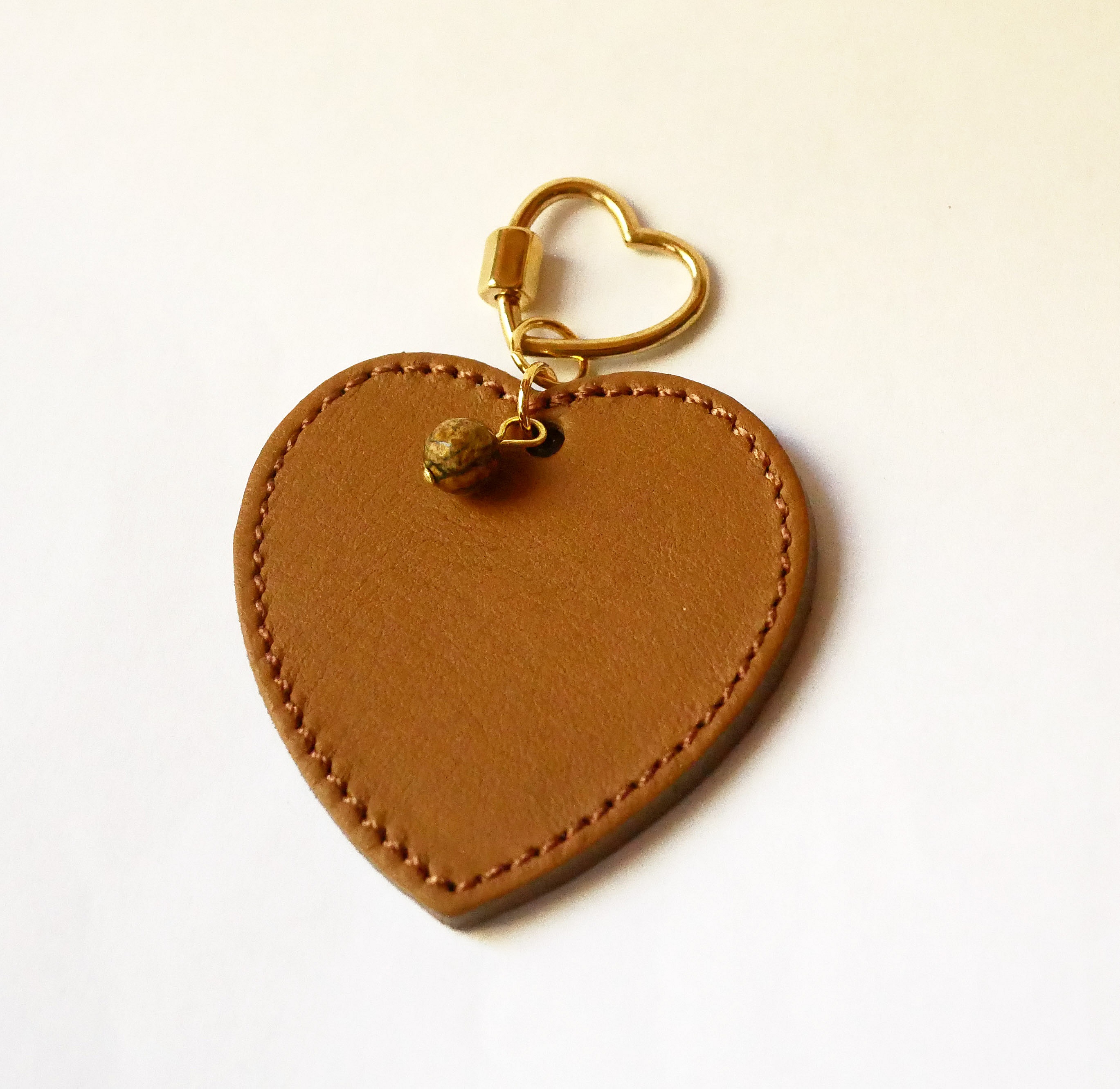 Leather heart key ring to engrave and personalize