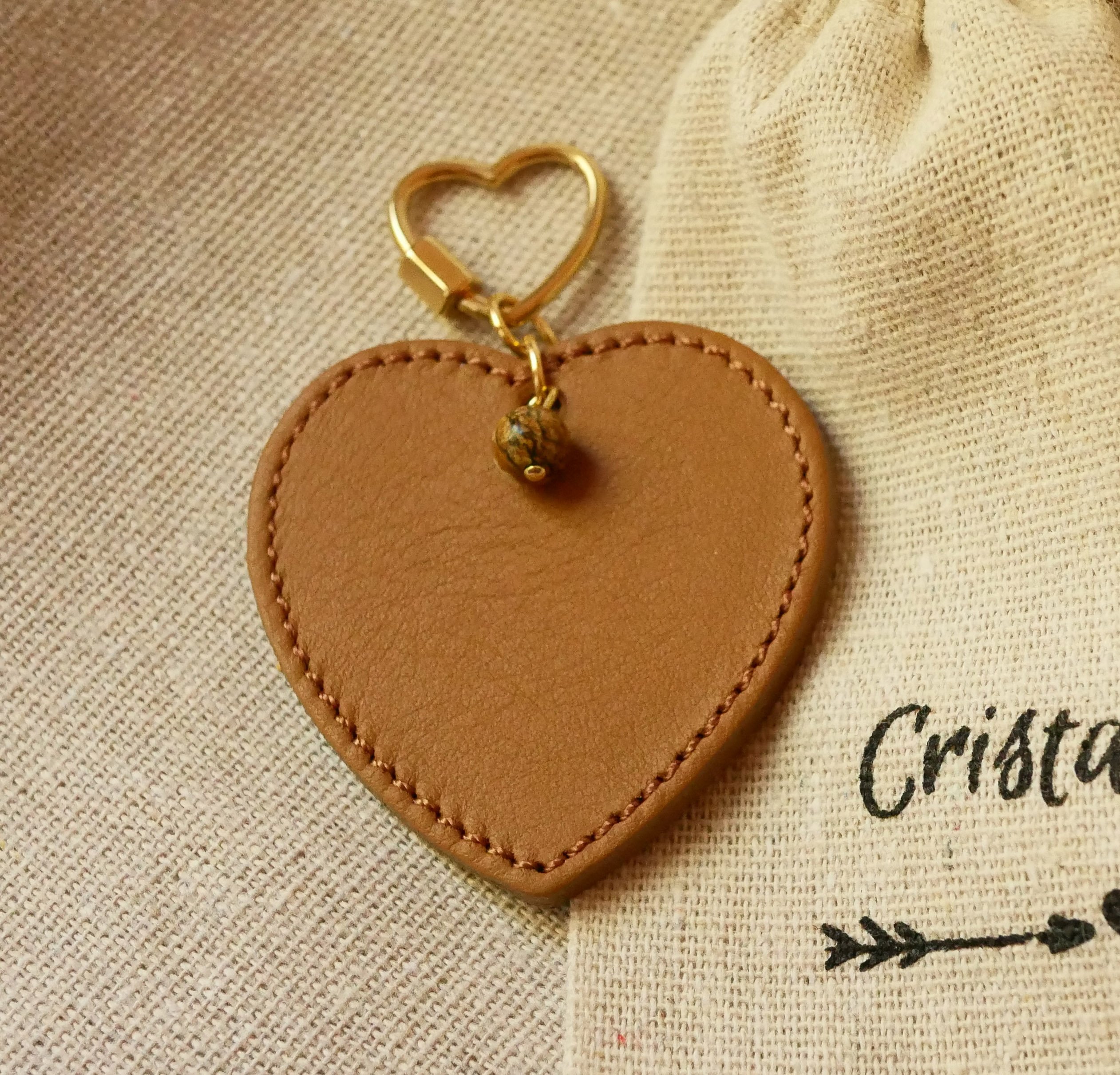 Valentine's Day leather heart key ring