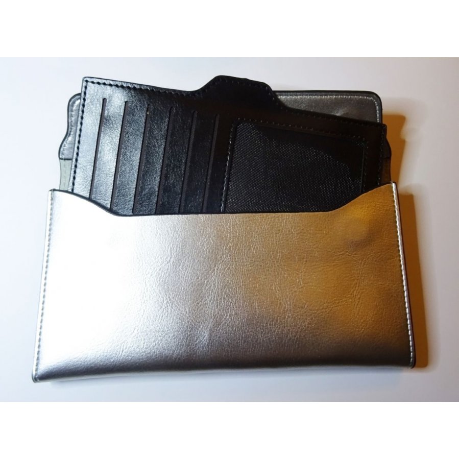 Silver grey leather wallet to personalize