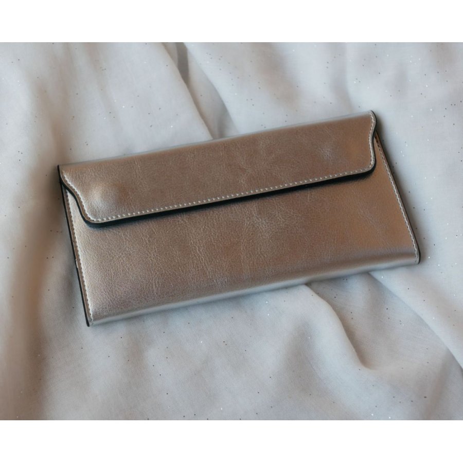 Silver grey leather wallet to personalize