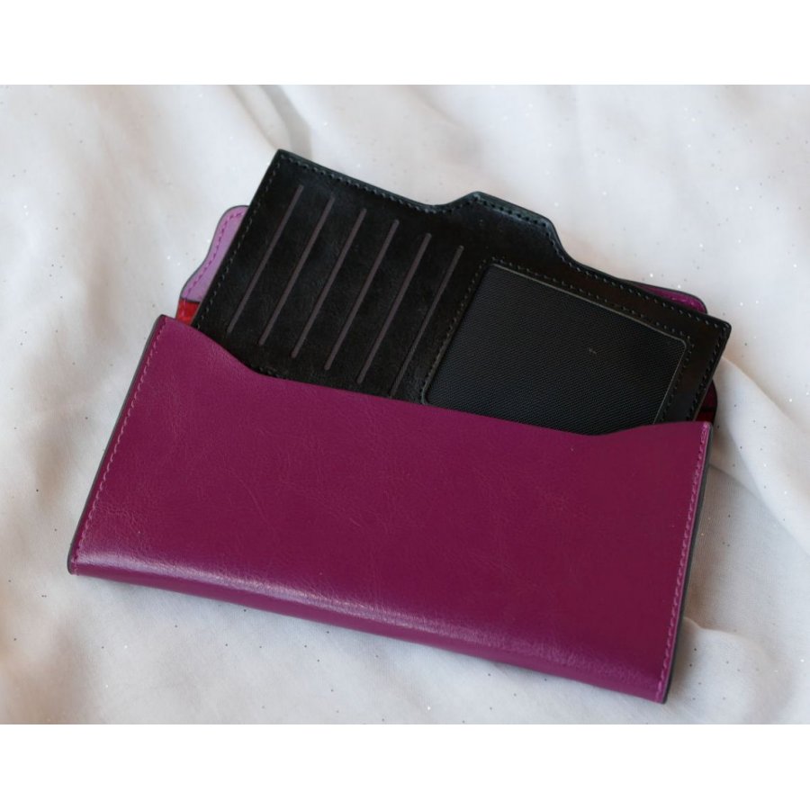 Purple leather wallet to personalize