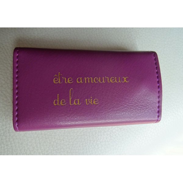 Purple leather wallet to personalize