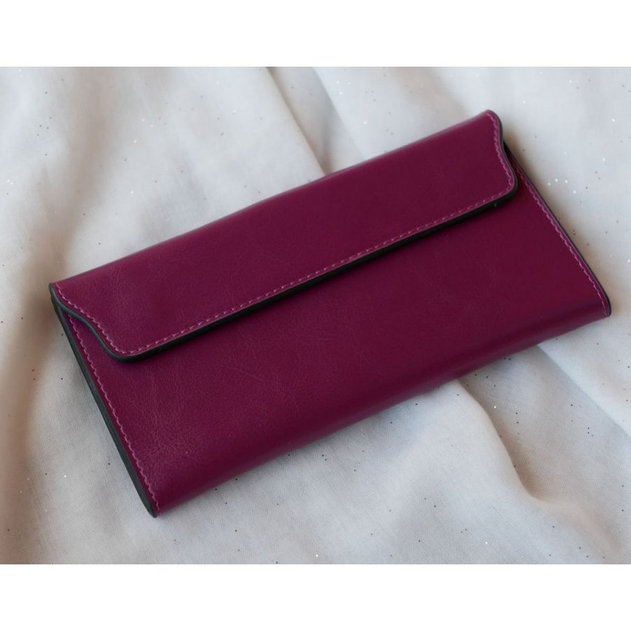 Purple leather wallet to personalize