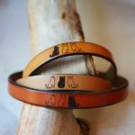 Trio of leather bracelets personalized by engraving with designs of your choice