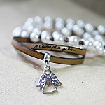 2-turn leather bracelet with engraveable charm
