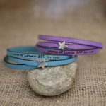 Leather bracelet woman multitours customizable decor silver star