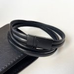 Bracelet cuir double tour fermoir magn&eacute;tique noir ou couleur au choix