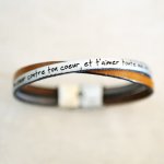 Leather duo bracelet Twist customizable mixed woman or man