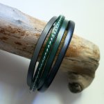 Green &amp; Grey multi-leather cuff bracelet for men