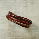 Men's brown multi-leather cuff bracelet