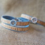 Tree of life bracelet on cork and cotton Jean's in single, double or triple turn