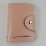 Peach leather card holder