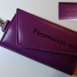 Engraved purple leather key case