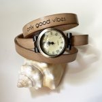 Customizable triple tour bracelet watch with bronze dial 