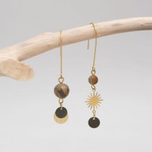 Soleil and stones raw brass earrings