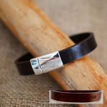Thick dark brown leather strap customizable 