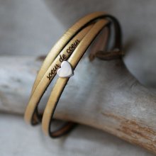 Customizable leather bracelet woman multi turns silver heart decoration