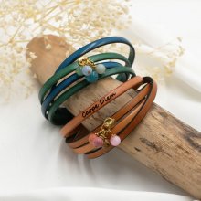 Leather bracelet duo pendant beads to customize
