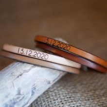 Customizable double color leather bracelet for men or women