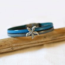 Bracelet for woman duo of leather and Etoile de mer customizable