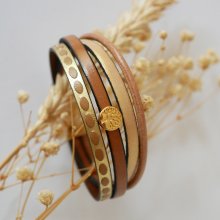 Women's gold cuff bracelet mini cabochon Tree of life