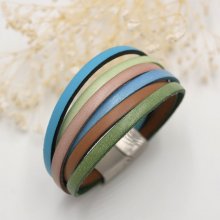 Multi-leather cuff bracelet pastel colors