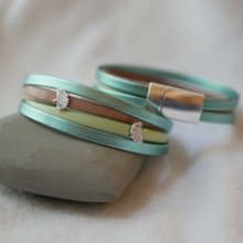 Leather cuff bracelet Ginkgo decoration to personalize 