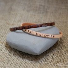 Gift for a couple 2 personalized leather bracelets with the same engraving 