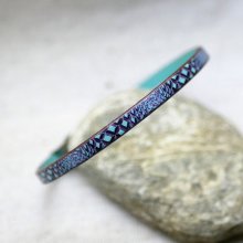 Leather bracelet woman snake print blue tones