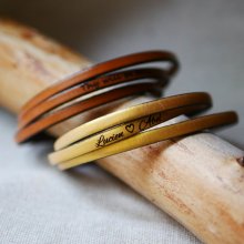 Customized fine leather bracelet 3 turns for women