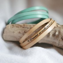 Leather bracelet woman 3 turns personalized medium width