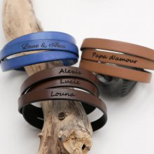 Leather bracelet triple turns man or woman to customize adjustable clasp