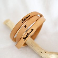 Leather bracelet woman triple turn to customize color and engraving 