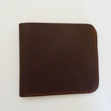 Thick brown leather card holder engraved