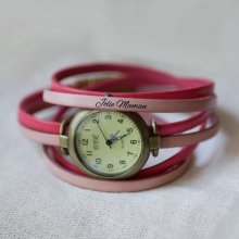 Vintage bronze dial watch with triple leather strap